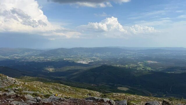 view from the highest mountain in Portugal video Atlantic Ocean and the sun is shining. High quality photo