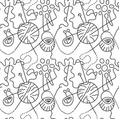 Unique vector hand drawn arwork with unusual, psychedelic cute pattern