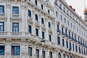 Fototapeta na wymiar Elegant modernist building with art deco details in the centre of Madrid, Spain