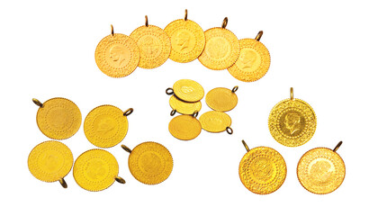 Golden coins background. Turkish Gold Coins.