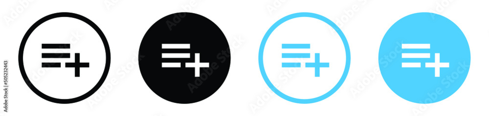 Aufkleber Save playlist icon button - add to playlist button icon - Add, new, plus icon symbol - create icons, more button in filled, thin line, outline and stroke style for apps and website	