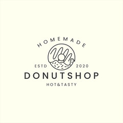 doughnuts or cake with line art style logo icon template design vector illustration