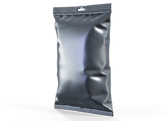 Blank Foil plastic white coffee bag isolated on white background. Packaging template mockup collection. 3d rendering.Ready for your design. 3d rendering