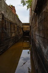 Fototapeta premium Outdoor view to square and old construction on old boiler building