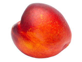 Red ripe sweet juicy delicious nectarine, isolated on white background
