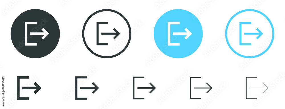 Aufkleber arrow logout account icon - enter symbol, log out icon button - arrow and door icon entry symbols in
