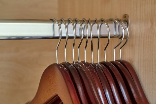 Empty hangers in a wardrobe
