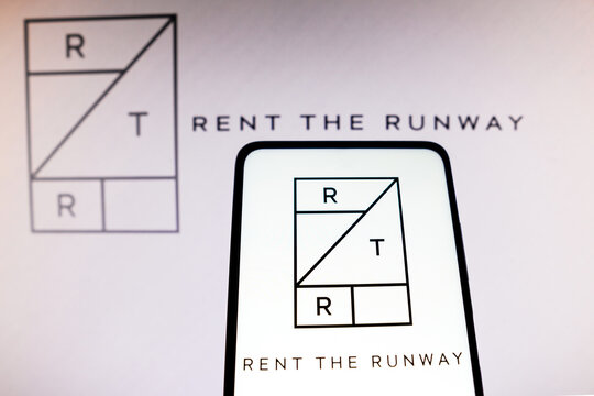 May 14, 2022, Brazil. In this photo illustration the Rent the Runway (RTR) logo seen displayed on a smartphone and in the background.