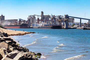 Port located at the mouth of the Quequen Grande River. Necochea, Argentina.