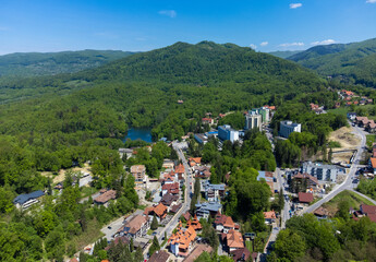 Fototapeta na wymiar Aerial landscape with Sovata resort - Romania