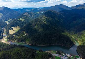 Red Lake in Bicaz National Park seen from above