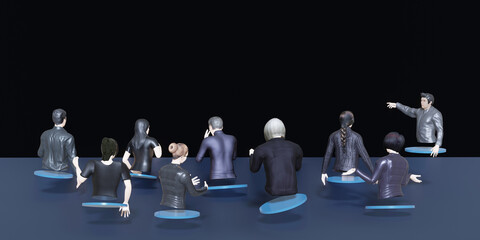 Metaverse Party avatars and online meetings via VR glasses in the world of Metaverse and 3D illustrations