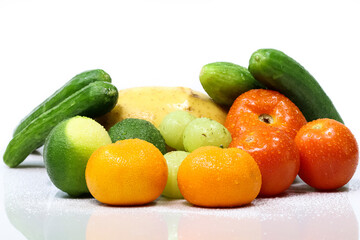 fruits and vegetable on isolated background