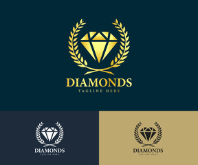 Diamond and jewelry company logo design. Diamond Luxury Logo Design Template.