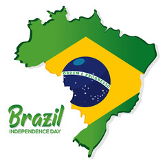 Poster map flag brazil independence vector illustration