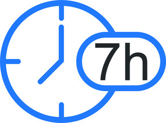 7 hour timer icon, clock icon vector