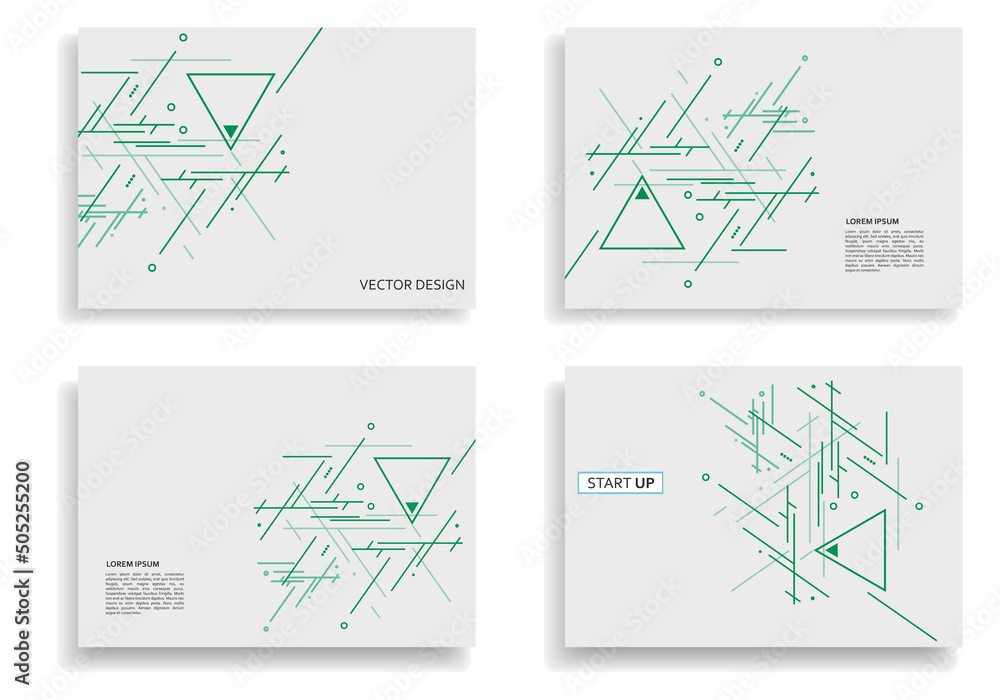 Fototapete abstract cover design brochure. minimal shapes composition. vector patterns with triangles and lines