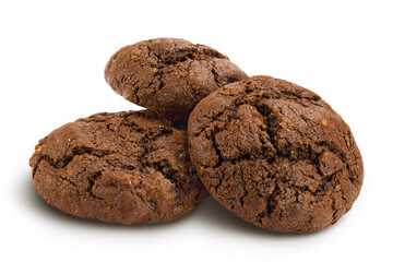 chocolate cookies isolated on white background with clipping path and full depth of field