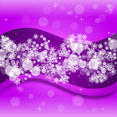 Snow window with ultra violet snowflakes. New Year frosty backdrop. Winter border for flyer, gift card, party invite, retail offer and ad. Christmas trendy background. Holiday banner with snow window
