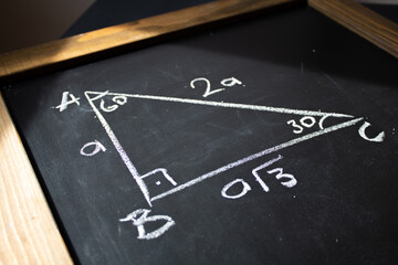 30-60-90 triangle on blackboard