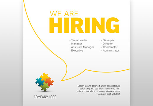 Hiring Flyer Layout with Big Bubble and Company Logo Placeholder