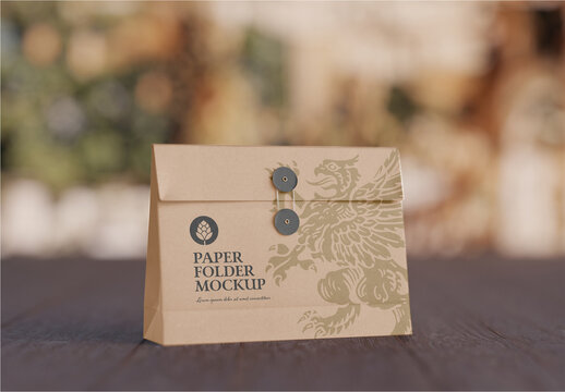 Kraft Folder with Bow Mockup