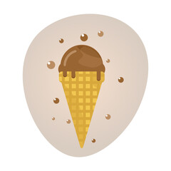 ice cream in waffle cup .food vector illustration