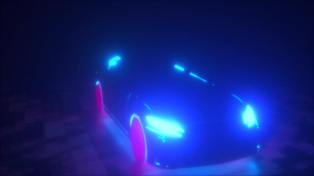 Car with lights. Computer generated 3d render