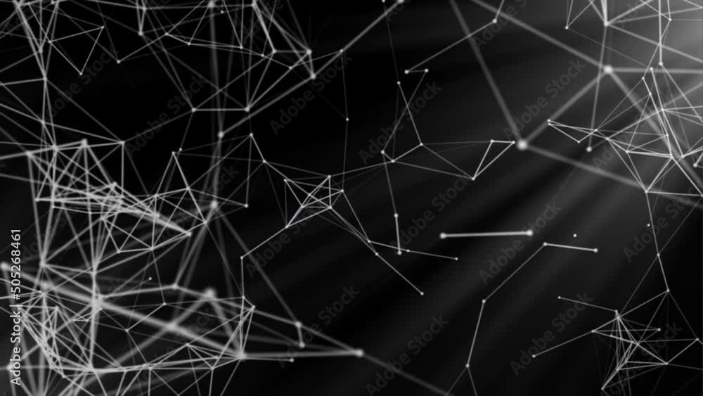 Poster yellow and gray background.motion.thin particles that are interconnected rotate in abstraction