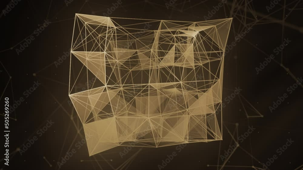 Poster dark background.motion.a beautiful transparent geometric figure made in animation on the background 