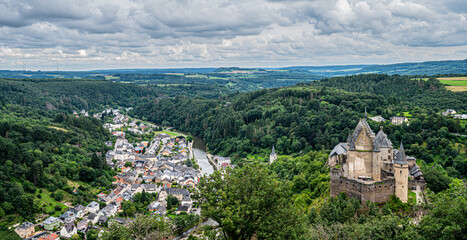 View of the village and castle of Vianden, Luxembourg - obrazy, fototapety, plakaty