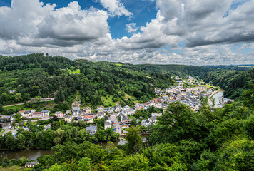 Fototapeta na wymiar Vianden city view from mountain, Luxembourg