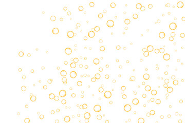 Golden air Bubbles, oxygen, champagne crystal clear isolated on white background modern design. Vector illustration of EPS 10.