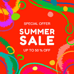 Summer Sale Discount Banner Template. Trendy abstract banner background