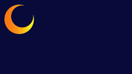 Silhouette mosque in dark blue night background and beautiful golden lunar moon