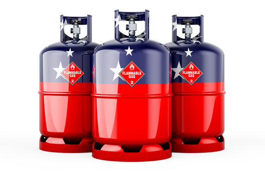 Samoan flag painted on the propane cylinders with compressed gas, 3D rendering