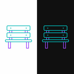 Line Bench icon isolated on white and black background. Colorful outline concept. Vector