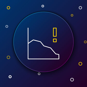 Line Financial growth decrease icon isolated on blue background. Increasing revenue. Colorful outline concept. Vector