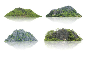 Panorama island, hill, mountain isolated on a white background. The collection of Mountain. Used for graphics