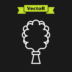 White line Sauna broom icon isolated on black background. Broom from birch twigs, branches for Russian steam bath, sauna, washhouse. Vector