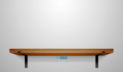 set of realistic wooden wall shelves isolated. eps vector