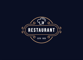 Vintage Style Logo Design Template. Restaurant logo