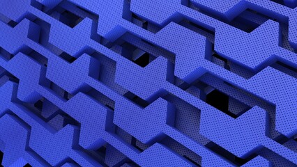 Blue Leather Geometric Abstract Background Wall Paper. 3D illustration. 3D high quality rendering. 3D CG.