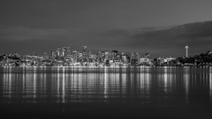 Fototapeta na wymiar The Seattle Skyline in Black and White