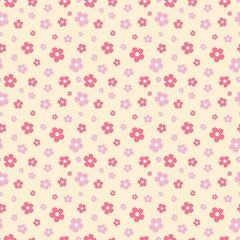 Seamless pattern illustration of pink and magenta flowers. The summer nature happiness background concept is a design element
