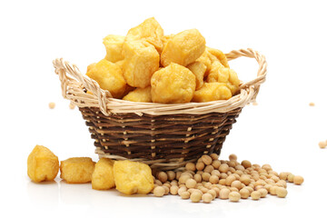 Tofu bubble on the white background