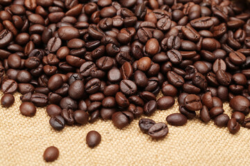 Coffee beans isolated on white background. Each bean have to clipping path background