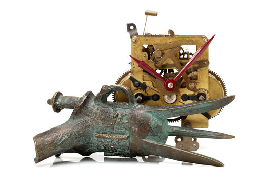 ancient bronze drinking vessel of jue isolated on white background