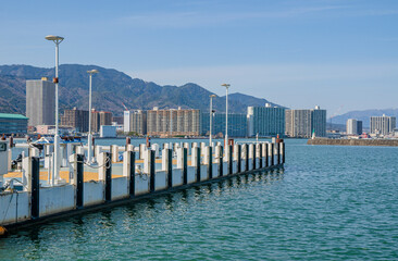 滋賀県の琵琶湖と大津港