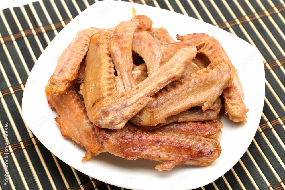 Sticker Chinese Braised Duck Wings On White Background